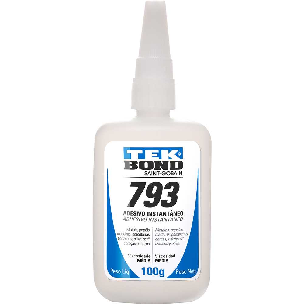 Adesivo instantâneo cianoacrilato industrial 793 100 g TEKBOND